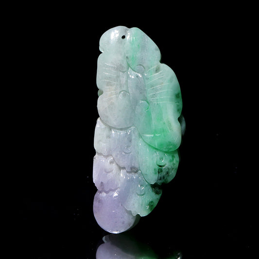 本翡翠＜ミャンマー産＞　鳳凰　約19×45mm　穴あり　ペンダントトップ [co-g2869]