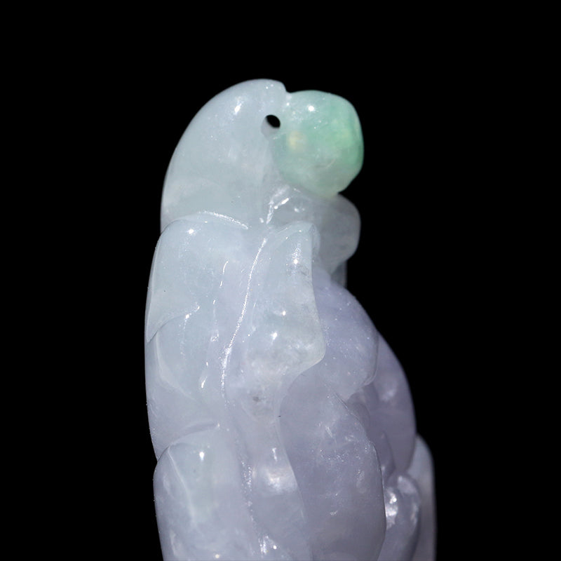 本翡翠＜ミャンマー産＞　蓮花　ラベンダー　穴あり　ペンダントトップ [co-g2870]