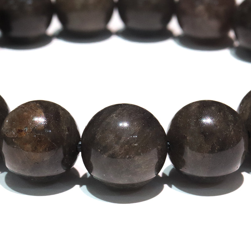 【現品限り】【日本銘石】ブレス　山梨黒平黒水晶＜山梨県産＞　草入り　Aランク　手磨き　丸約12mm　原石付き　証明書付き　桐箱付き  [co-g1593]