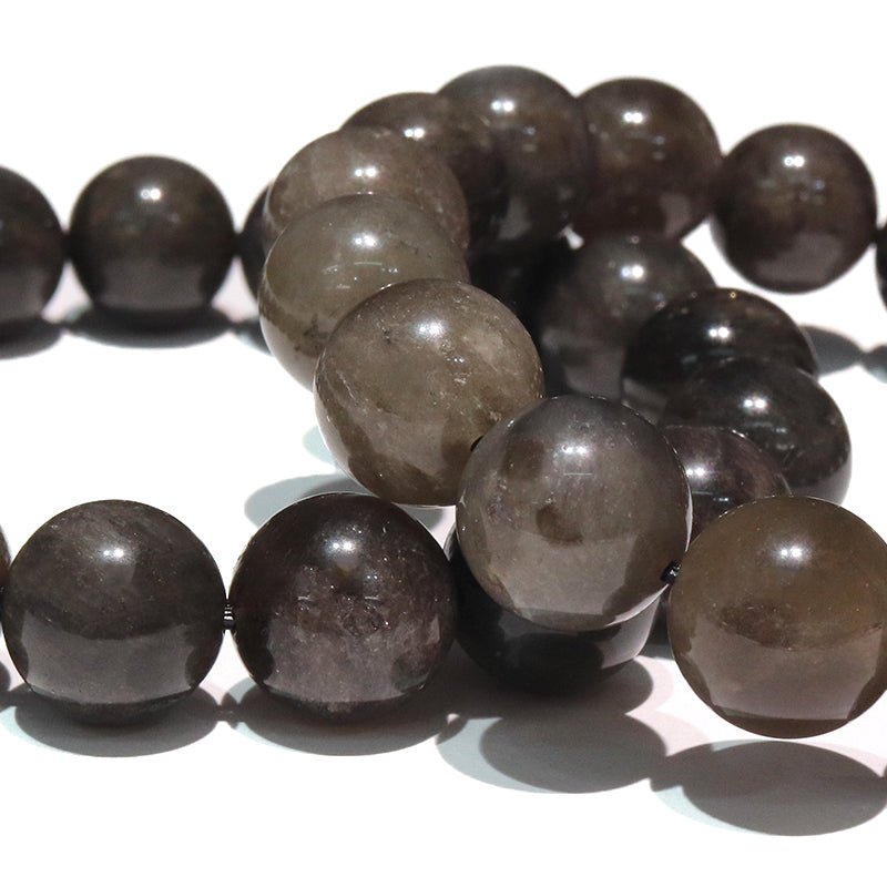 【現品限り】【日本銘石】ブレス　山梨黒平黒水晶＜山梨県産＞　草入り　Aランク　手磨き　丸約12mm　原石付き　証明書付き　桐箱付き  [co-g1593]