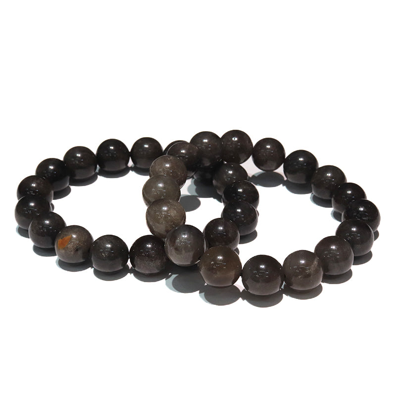 【現品限り】【日本銘石】ブレス　山梨黒平黒水晶＜山梨県産＞　草入り　Aランク　手磨き　丸約12mm　原石付き　証明書付き　桐箱付き  [co-g1593]