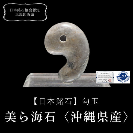 【日本銘石】勾玉　美ら海石＜沖縄県産＞　大　約30mm  [co-g0651]