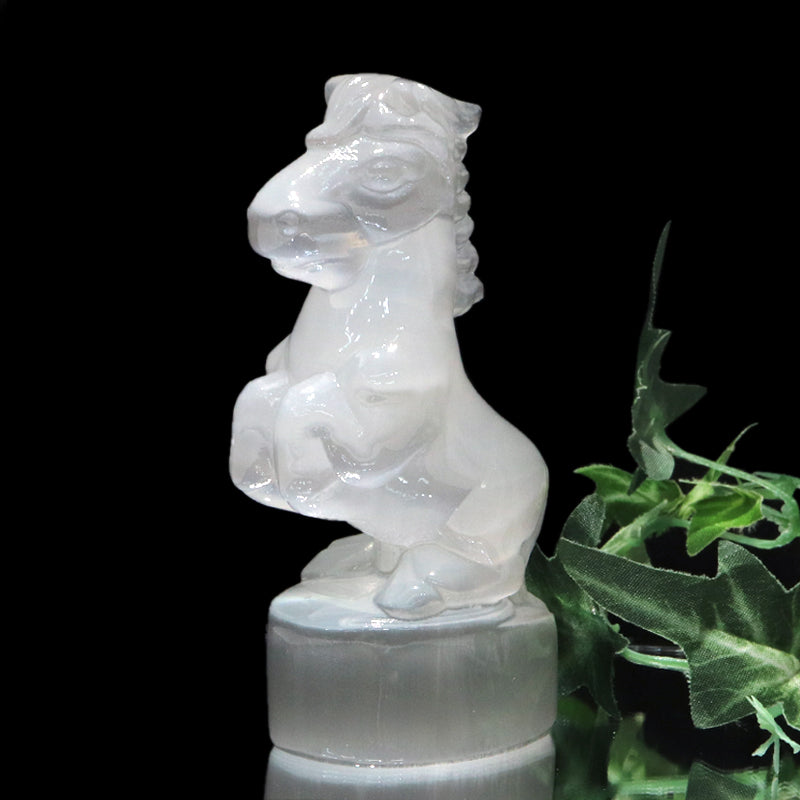 彫り物　セレナイト　馬　干支　午  [co-g1608]