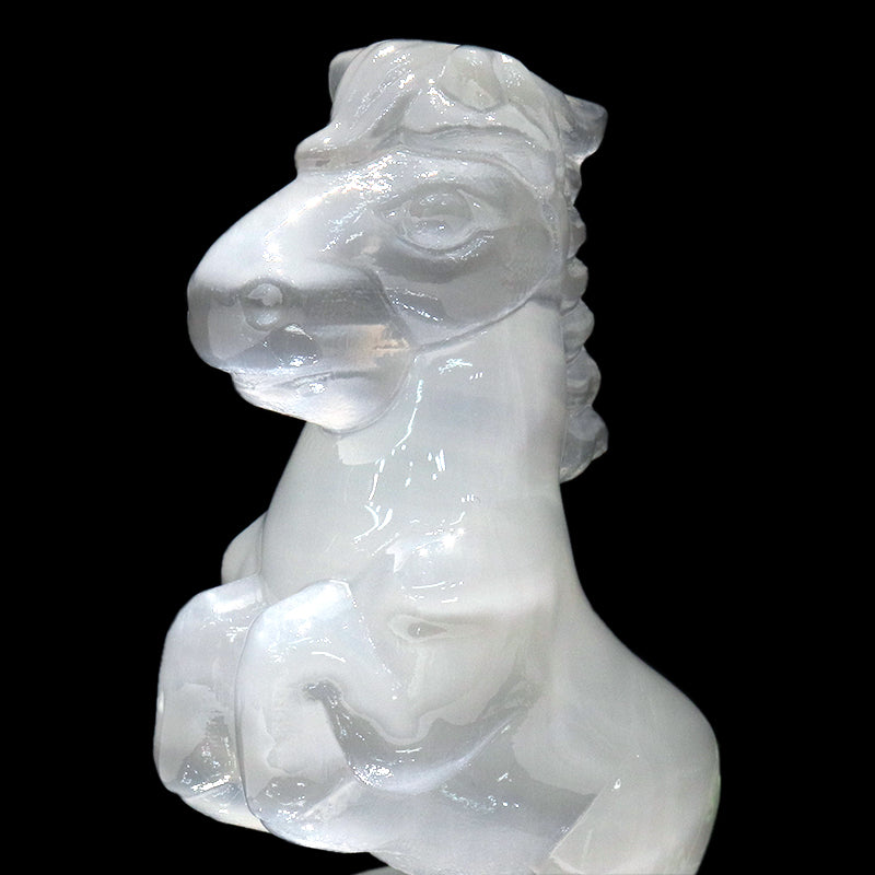 彫り物　セレナイト　馬　干支　午  [co-g1608]