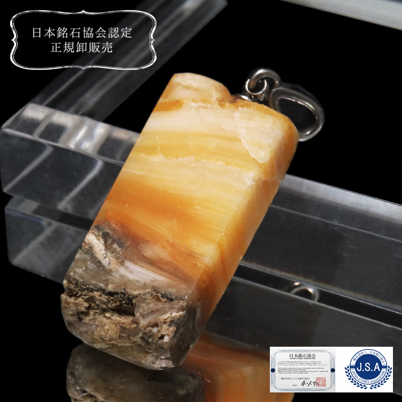 【日本銘石】ペンダントトップ　北海道オパール＜北海道産＞　約13～15mm×約20～28mm　ステンレス製　ランダム発送  [co-g1627]