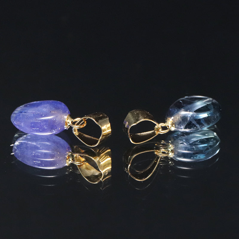 【11/30まで12月誕生石20％OFF(決済時に自動割引)】ペンダントトップ　天然バイカラータンザナイト＜タンザニア産＞　原石　約6～7mm×約8～9mm　K18　ゴールド　ランダム発送  [co-g1637]