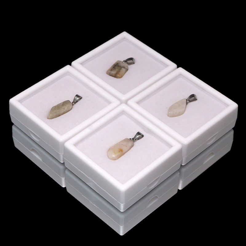 ペンダントトップ　フェナカイト＜ブラジル産＞　約7～9mm×約11～15mm　ステンレス製　シルバー　ランダム発送　[co-g1640]