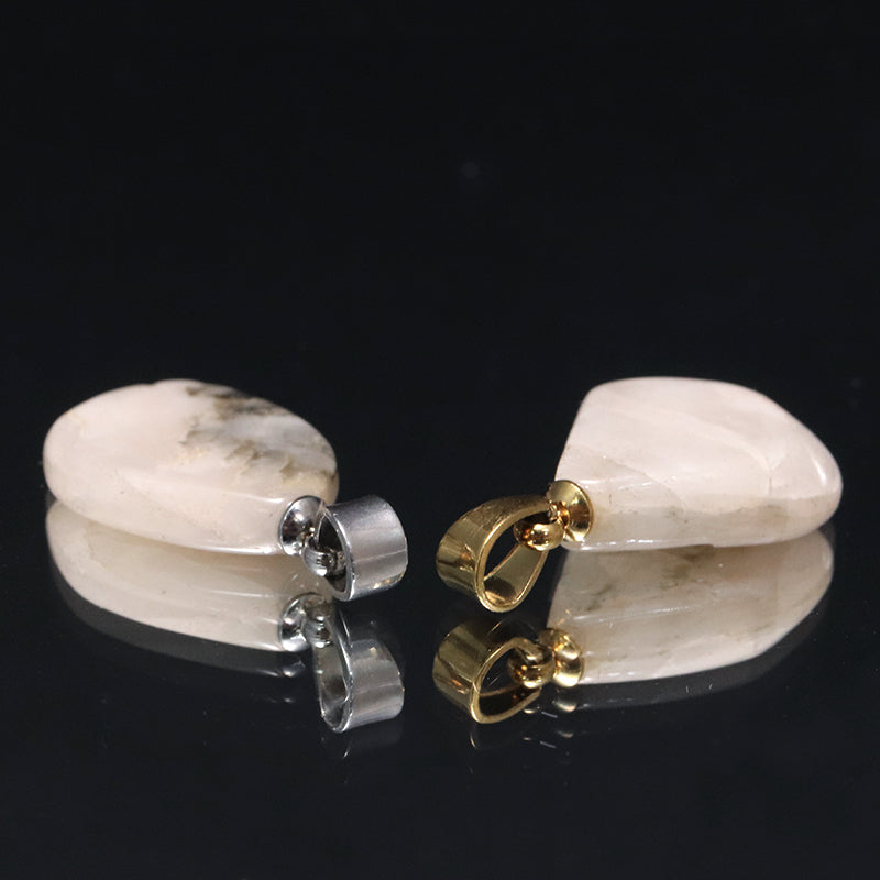 ペンダントトップ　フェナカイト＜ブラジル産＞　約8～15mm×約11～18mm　ステンレス製　ランダム発送　[co-g1641]