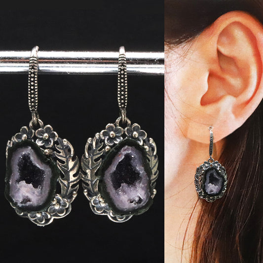 メノウジオード＜ブラジル産＞　ピアス　Silver925　シルバー [co-g2327]