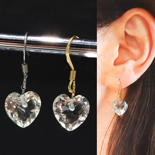 ピアス　グリーンアメジスト　ハートカット型　フック型　ステンレス製  [co-g2225]