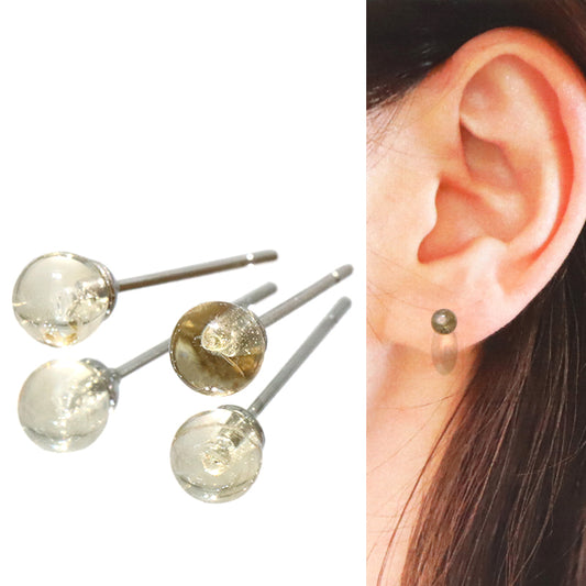 【対象商品10点以上ご購入で30％OFF/決済時に自動割引】ピアス　シトリン＜ブラジル産＞　突き刺し型　丸約5mm　ステンレス製　シルバー  [co-g1644]