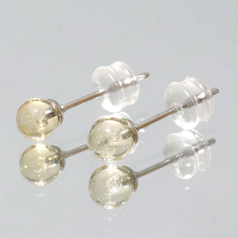 【対象商品10点以上ご購入で30％OFF/決済時に自動割引】ピアス　シトリン＜ブラジル産＞　突き刺し型　丸約5mm　ステンレス製　シルバー  [co-g1644]