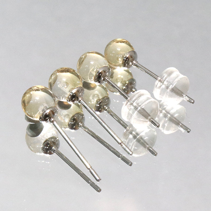 【対象商品10点以上ご購入で30％OFF/決済時に自動割引】ピアス　シトリン＜ブラジル産＞　突き刺し型　丸約5mm　ステンレス製　シルバー  [co-g1644]