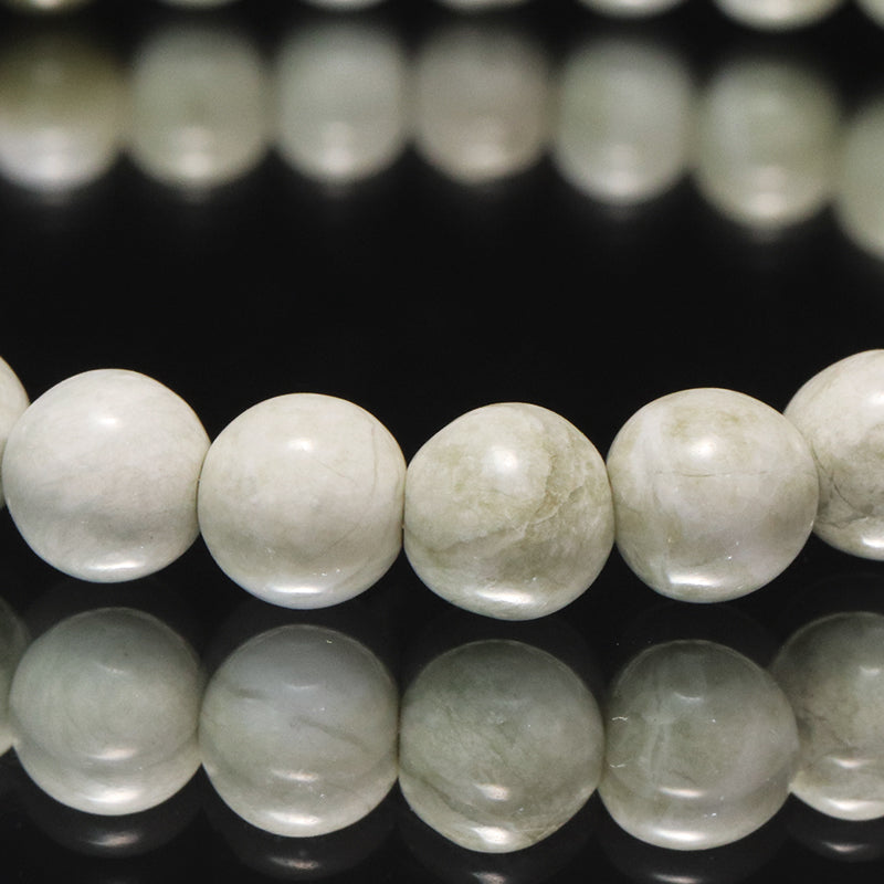【日本銘石】ブレス　糸魚川翡翠＜新潟県産＞　白　丸約6mm　[co-g1645]