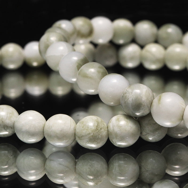 【日本銘石】ブレス　糸魚川翡翠＜新潟県産＞　白　丸約6mm　[co-g1645]