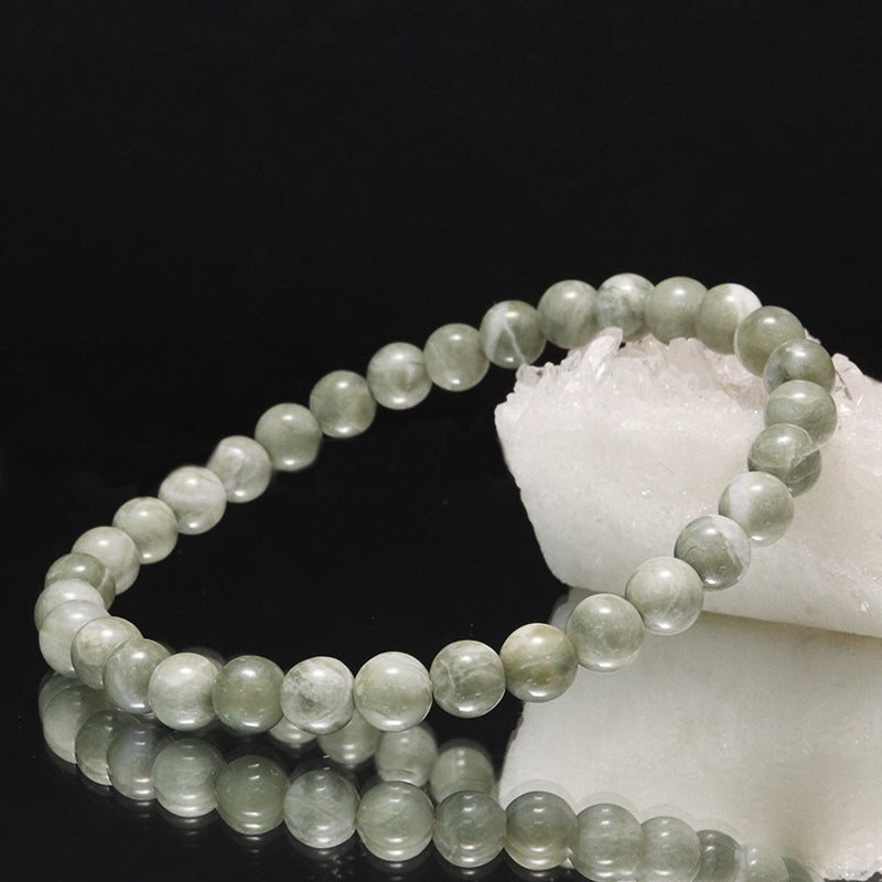 【日本銘石】ブレス　糸魚川翡翠＜新潟県産＞　緑　丸約6mm　[co-g1646]