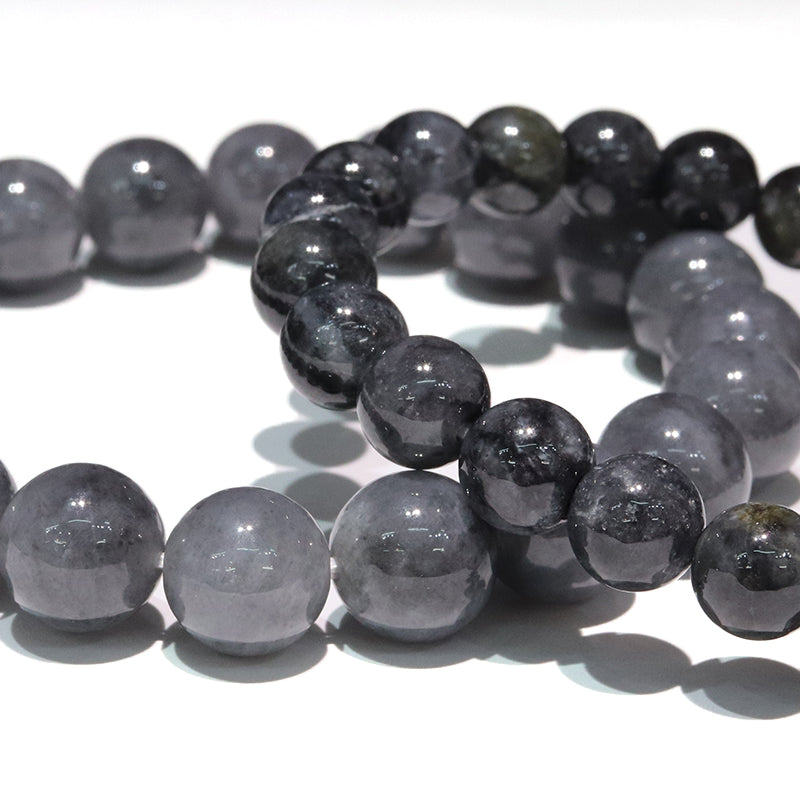 【日本銘石】ブレス　糸魚川翡翠＜新潟県産＞　グレー　丸　[co-g1647]