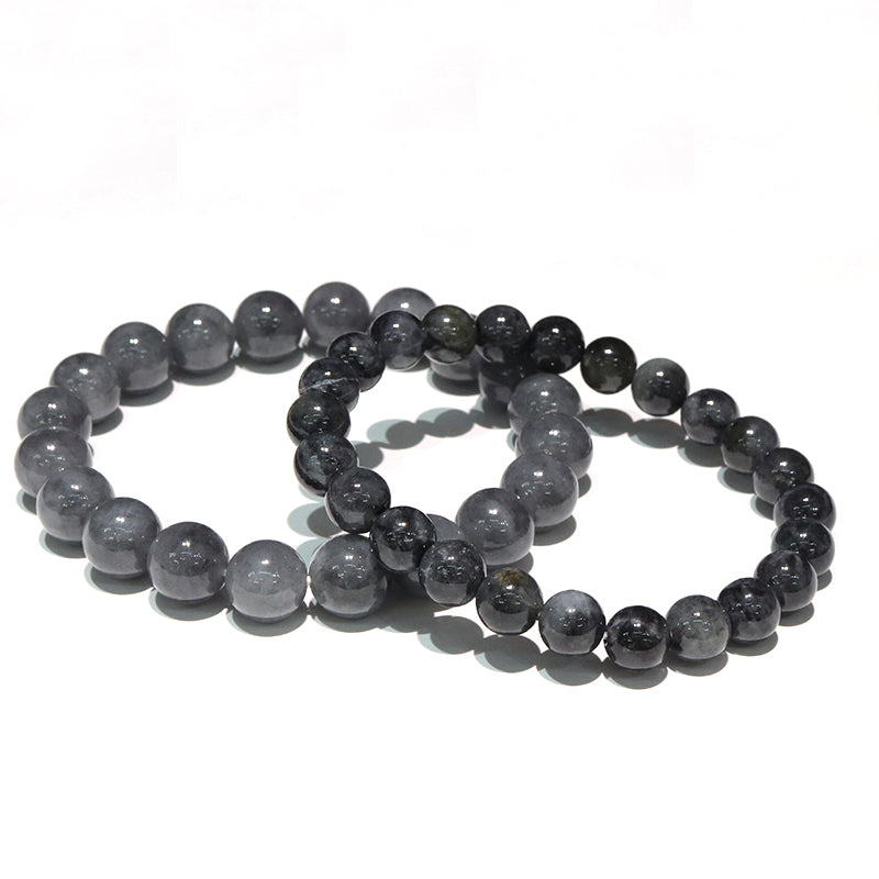 【日本銘石】ブレス　糸魚川翡翠＜新潟県産＞　グレー　丸　[co-g1647]