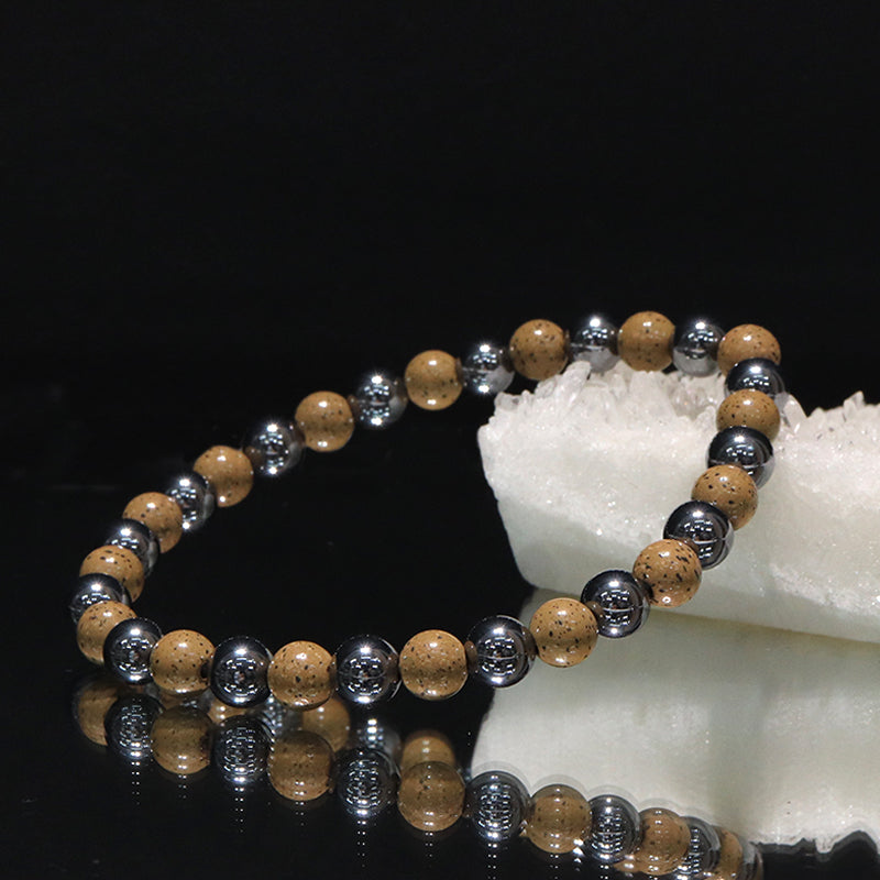 【ことほぎ】健康美ブレスレット　テラヘルツ×北投石(白、黄灰、黒、青、緑)　丸　全20種　日本製   [co-g1664]