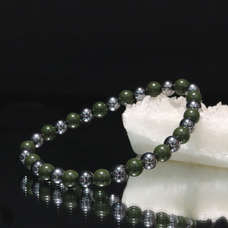 【ことほぎ】健康美ブレスレット　テラヘルツ×北投石(白、黄灰、黒、青、緑)　丸　全20種　日本製   [co-g1664]