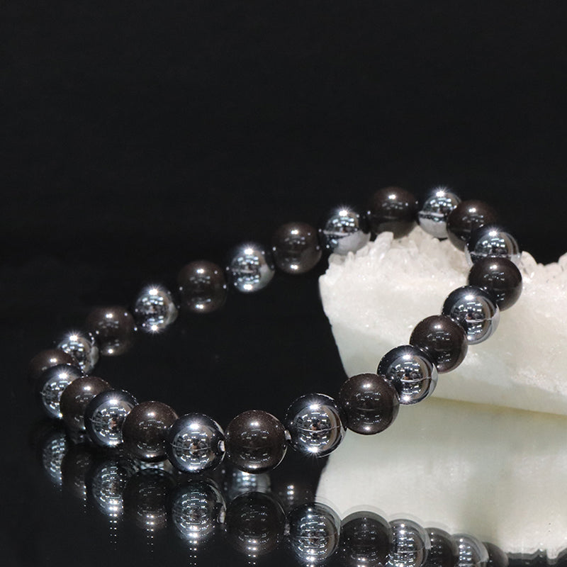 【ことほぎ】健康美ブレスレット　テラヘルツ×北投石(白、黄灰、黒、青、緑)　丸　全20種　日本製   [co-g1664]