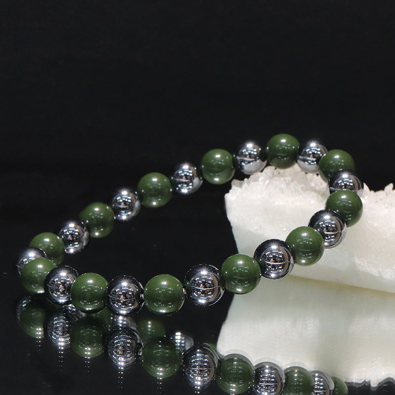【ことほぎ】健康美ブレスレット　テラヘルツ×北投石(白、黄灰、黒、青、緑)　丸　全20種　日本製   [co-g1664]
