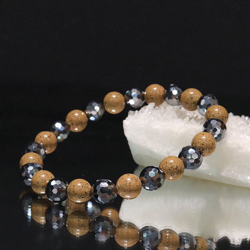 【ことほぎ】健康美ブレスレット　テラヘルツ×北投石(白、黄灰、黒、青、緑)　ミラーカット　全20種　日本製   [co-g1666]