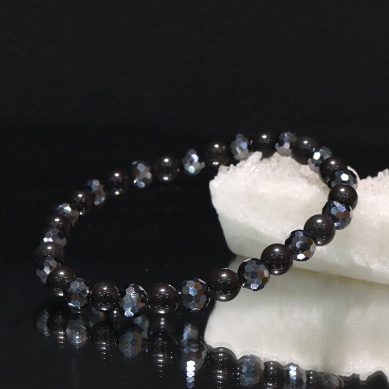 【ことほぎ】健康美ブレスレット　テラヘルツ×北投石(白、黄灰、黒、青、緑)　ミラーカット　全20種　日本製   [co-g1666]