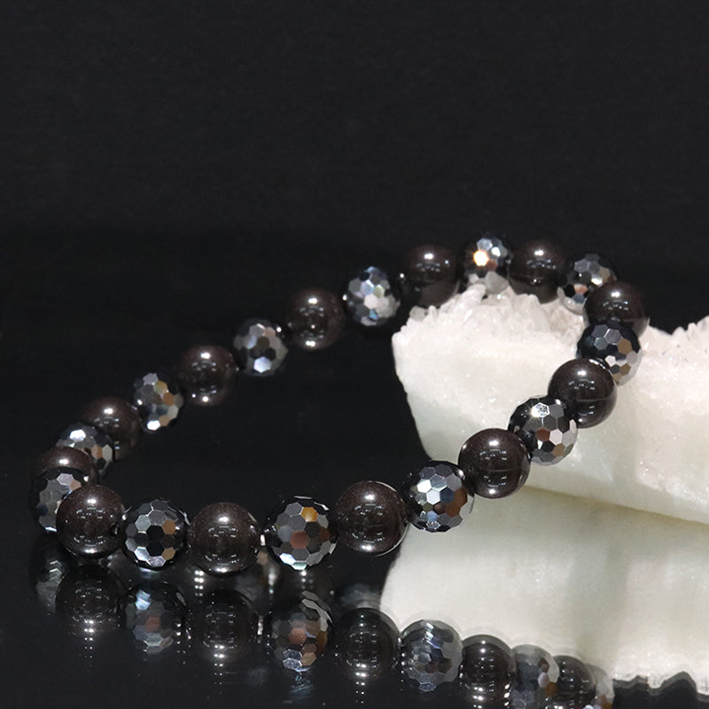 【ことほぎ】健康美ブレスレット　テラヘルツ×北投石(白、黄灰、黒、青、緑)　ミラーカット　全20種　日本製   [co-g1666]