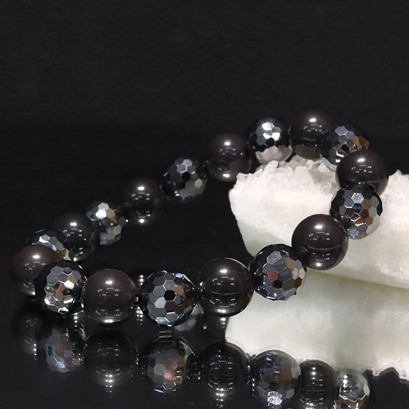 【ことほぎ】健康美ブレスレット　テラヘルツ×北投石(白、黄灰、黒、青、緑)　ミラーカット　全20種　日本製   [co-g1666]