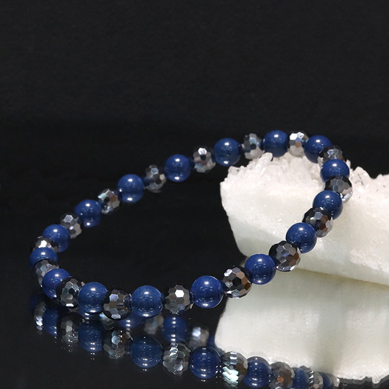 【ことほぎ】健康美ブレスレット　テラヘルツ×北投石(白、黄灰、黒、青、緑)　ミラーカット　全20種　日本製   [co-g1666]