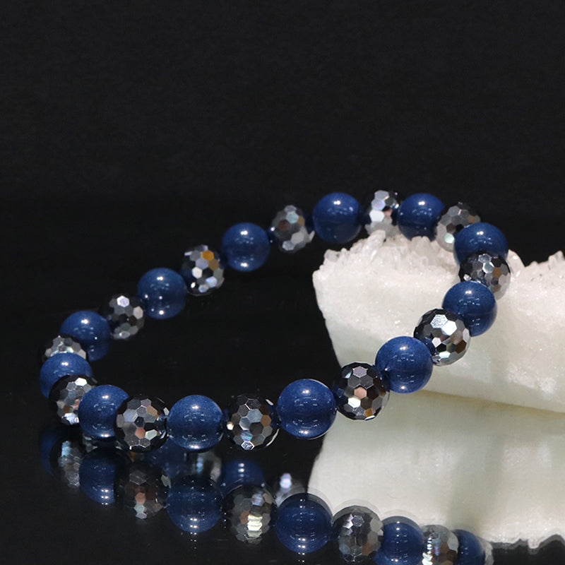 【ことほぎ】健康美ブレスレット　テラヘルツ×北投石(白、黄灰、黒、青、緑)　ミラーカット　全20種　日本製   [co-g1666]