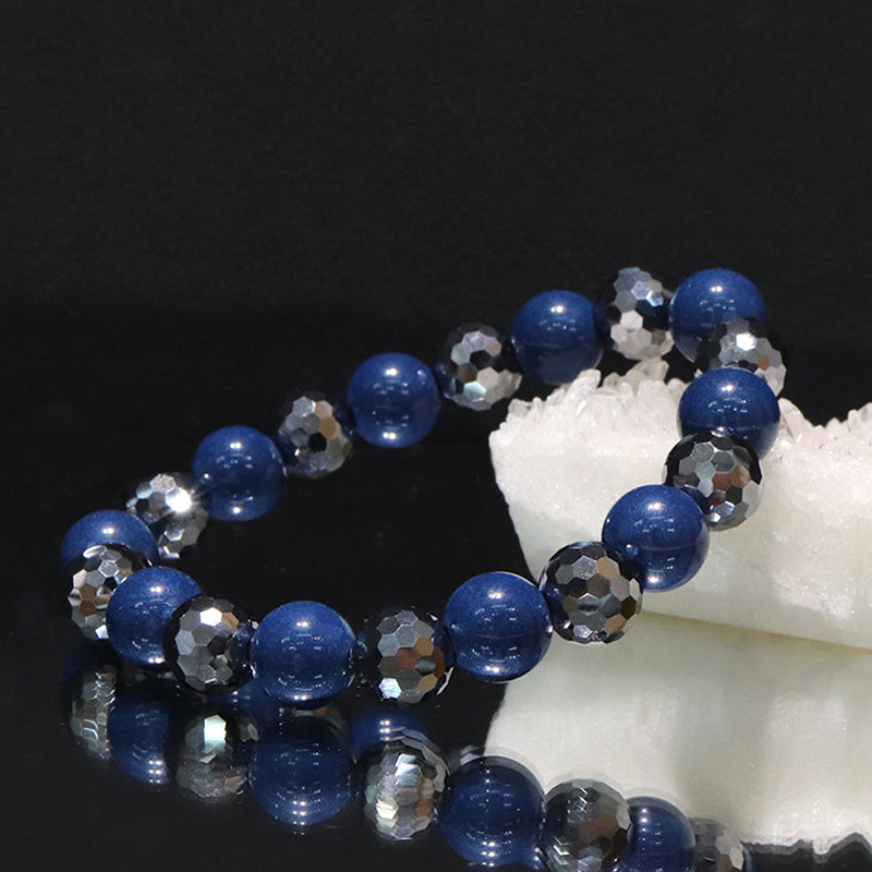 【ことほぎ】健康美ブレスレット　テラヘルツ×北投石(白、黄灰、黒、青、緑)　ミラーカット　全20種　日本製   [co-g1666]