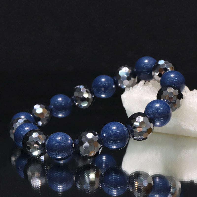 【ことほぎ】健康美ブレスレット　テラヘルツ×北投石(白、黄灰、黒、青、緑)　ミラーカット　全20種　日本製   [co-g1666]