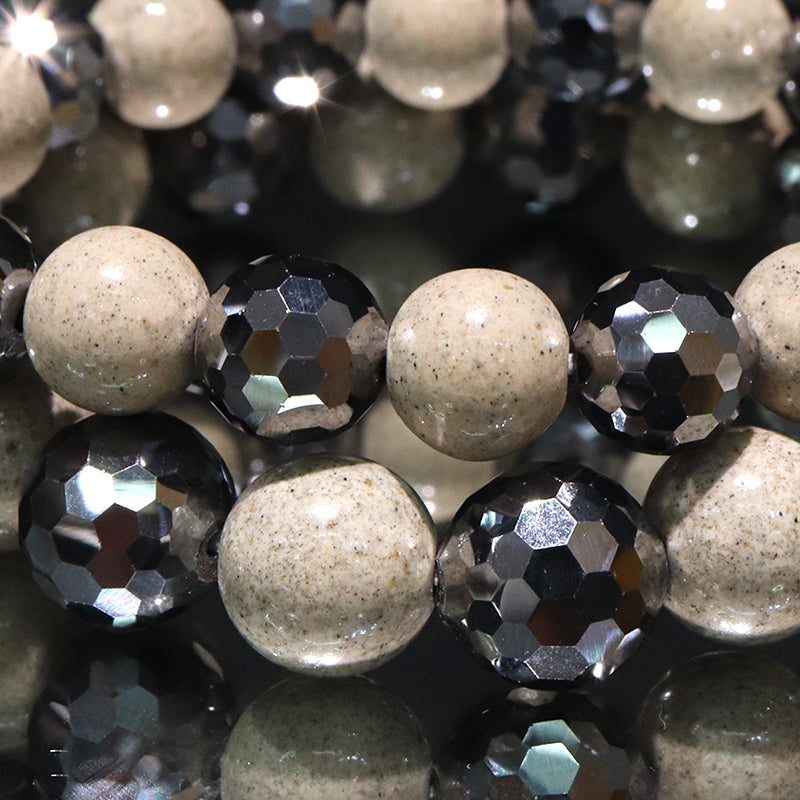 【ことほぎ】健康美ブレスレット　テラヘルツ×北投石(白、黄灰、黒、青、緑)　ミラーカット　全20種　日本製   [co-g1666]