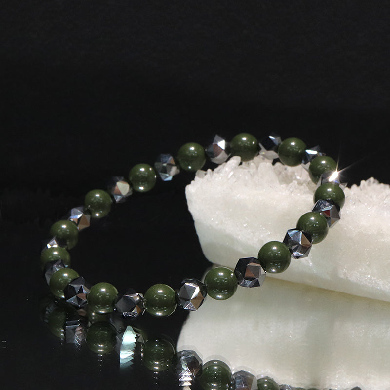 【ことほぎ】健康美ブレスレット　テラヘルツ×北投石(白、黄灰、黒、青、緑)　スターカット　全20種　日本製   [co-g1665]