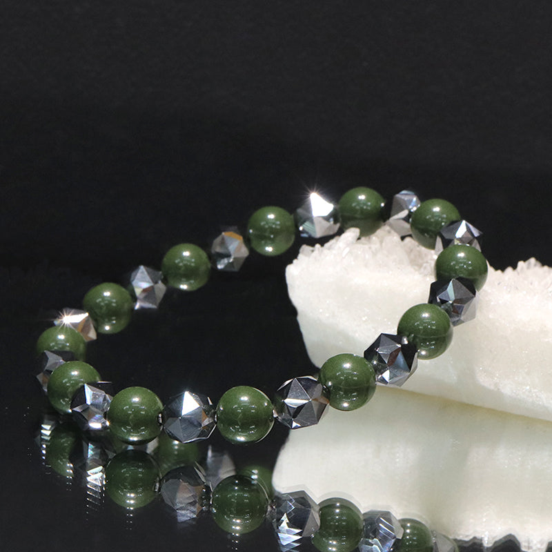 【ことほぎ】健康美ブレスレット　テラヘルツ×北投石(白、黄灰、黒、青、緑)　スターカット　全20種　日本製   [co-g1665]