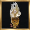 【一点物】【動画】天然シトリン＜ブラジル産＞　龍　彫り物　約31.4×37.8×87.5mm(本体)　台座付き　証明書付　 [co-g2905]
