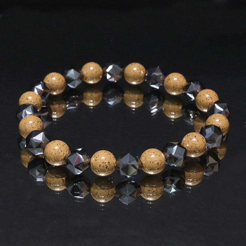 【ことほぎ】健康美ブレスレット　テラヘルツ×北投石(白、黄灰、黒、青、緑)　スターカット　全20種　日本製   [co-g1665]