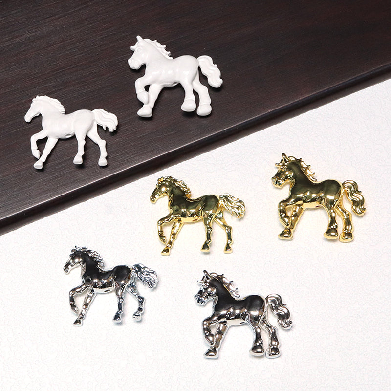 メタルパーツ　馬　縦穴　全6種　干支　午 [co-g1667]