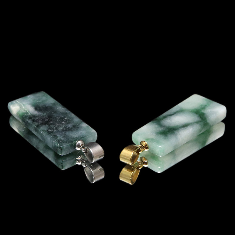 【対象商品10点以上ご購入で30％OFF/決済時に自動割引】【現品限り】【日本銘石】ペンダントトップ　糸魚川翡翠＜新潟県糸魚川市産＞　AAAランク　約10～16mm×約23～33mm　ステンレス製　日本製　ランダム発送 [co-g0646]