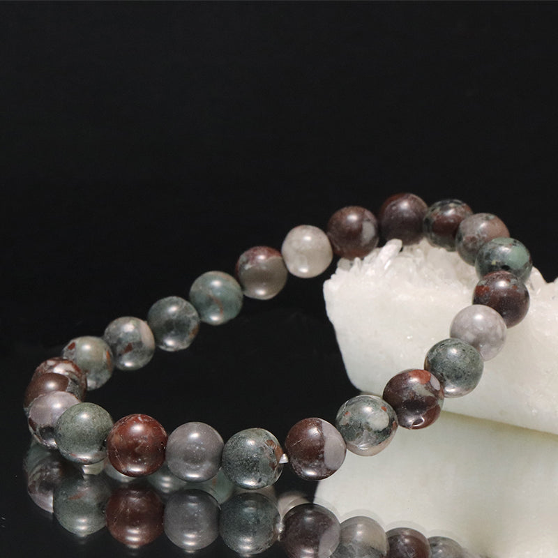 【日本銘石】ブレス　備中五色さざれ石＜岡山県産＞　丸　約8mm  [co-g1676]