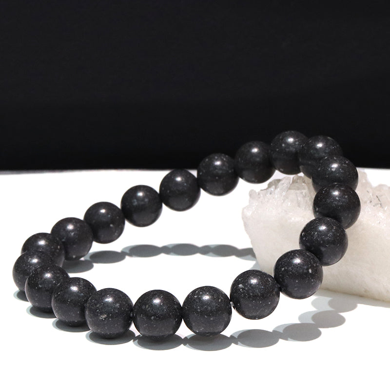 【日本銘石】ブレス　津軽珪化木＜青森県産＞　丸　約10mm [co-g1677]