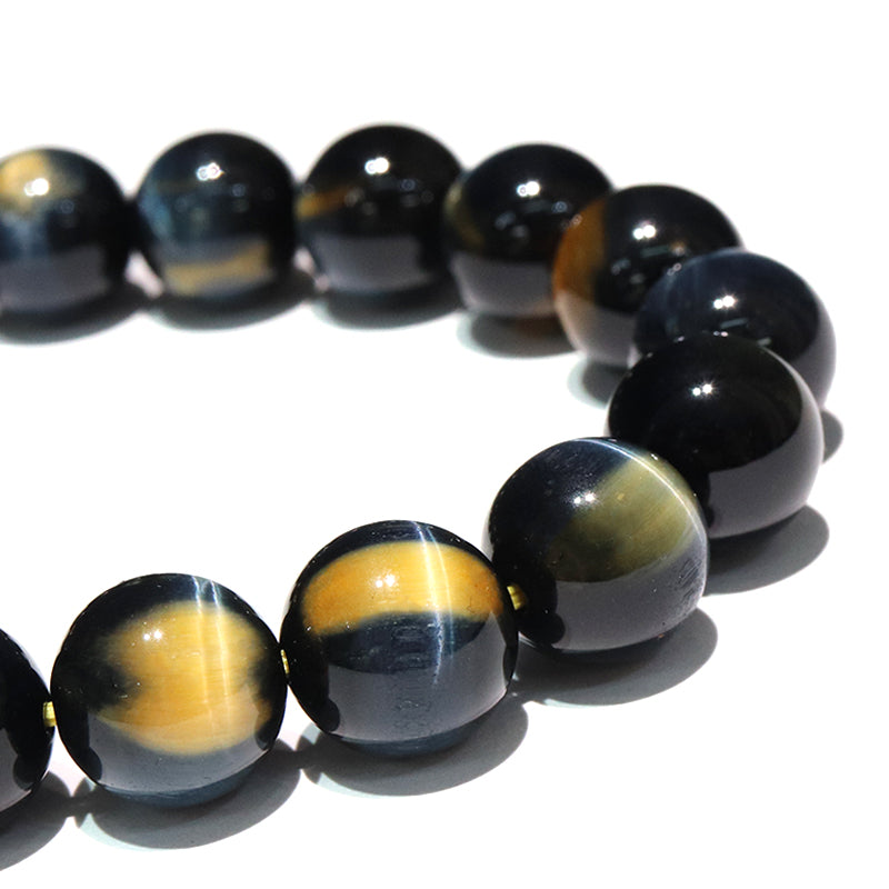 ブレス　イエローブルータイガーアイ＜アフリカ産＞　丸 [co-g1682]