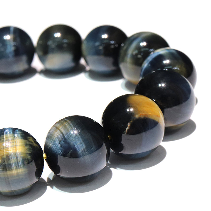 ブレス　イエローブルータイガーアイ＜アフリカ産＞　丸 [co-g1682]