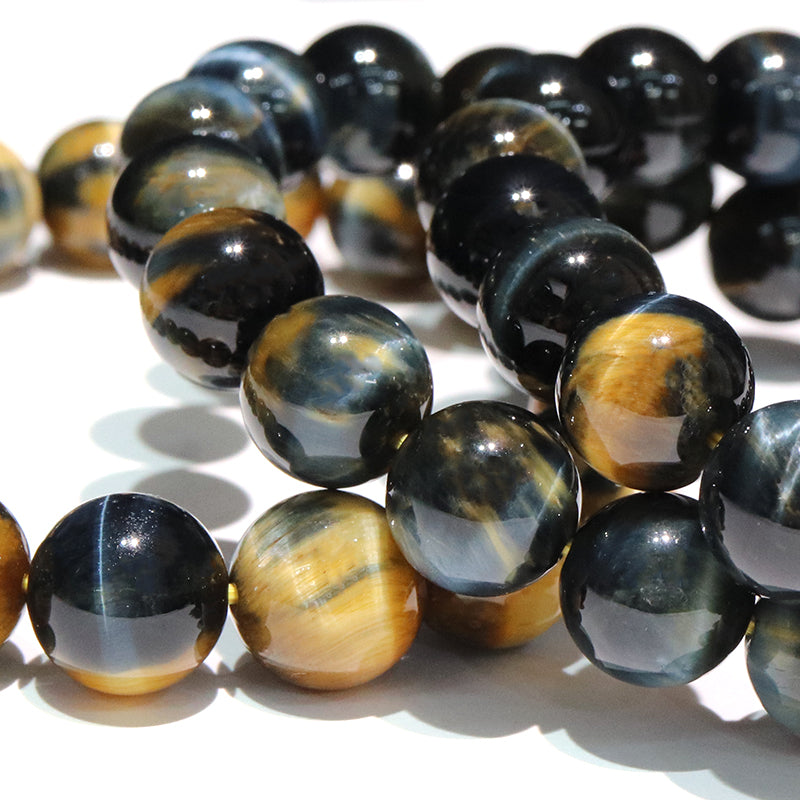 ブレス　イエローブルータイガーアイ＜アフリカ産＞　丸 [co-g1682]