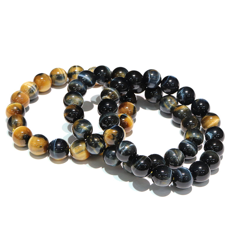 ブレス　イエローブルータイガーアイ＜アフリカ産＞　丸 [co-g1682]
