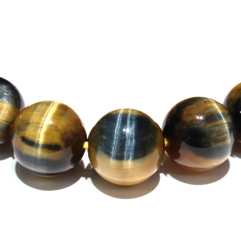 ブレス　イエローブルータイガーアイ＜アフリカ産＞　丸 [co-g1682]
