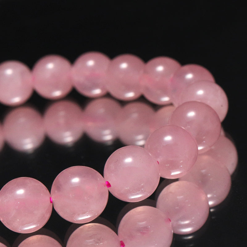 ブレス　ディープローズクォーツ＜マダガスカル産＞　丸 [co-g1686]