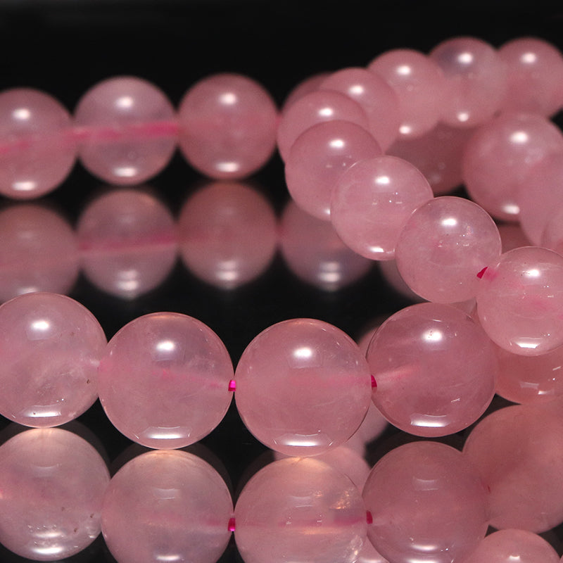 ブレス　ディープローズクォーツ＜マダガスカル産＞　丸 [co-g1686]